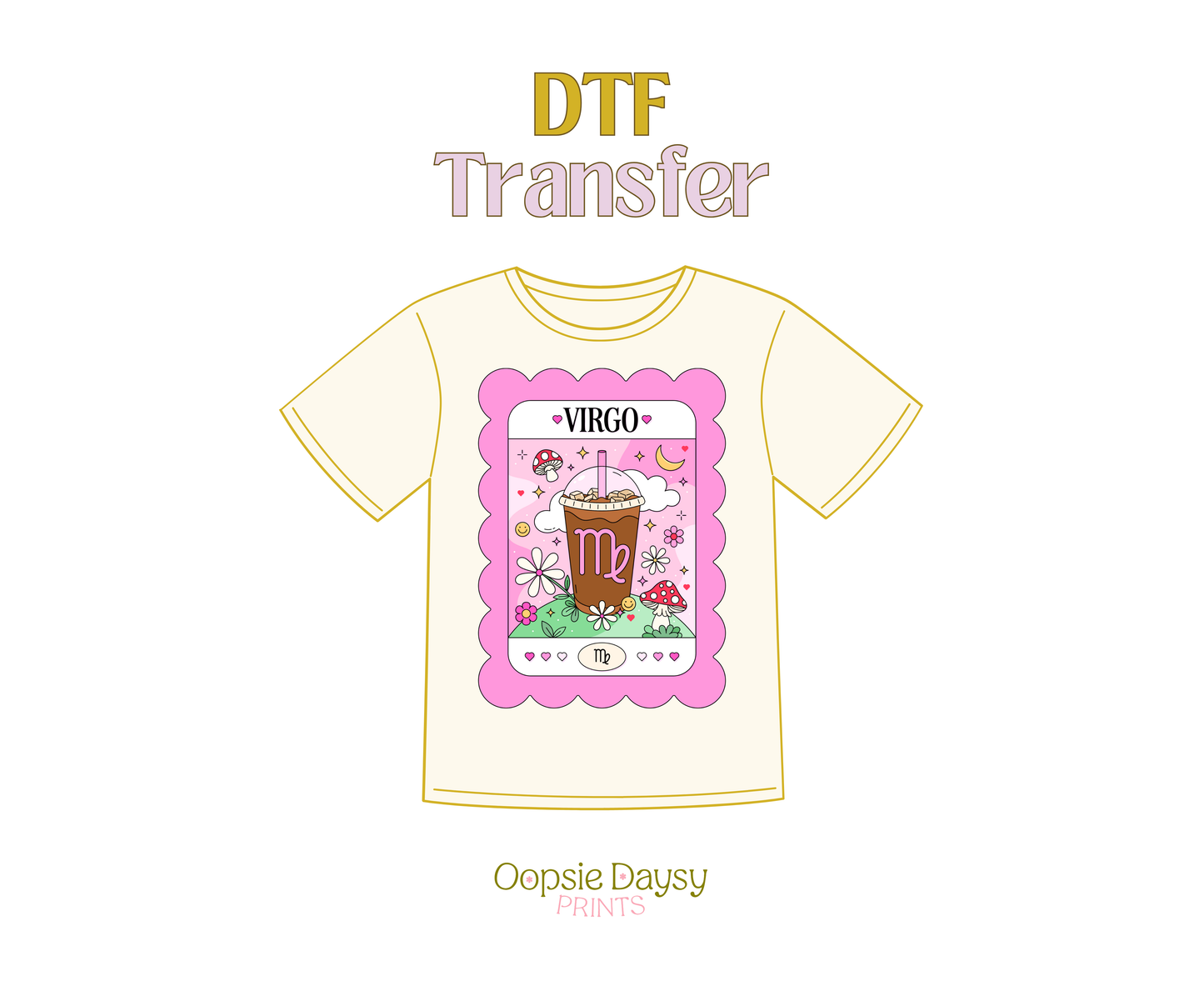 Virgo Pink Iced Coffee DTF Transfer