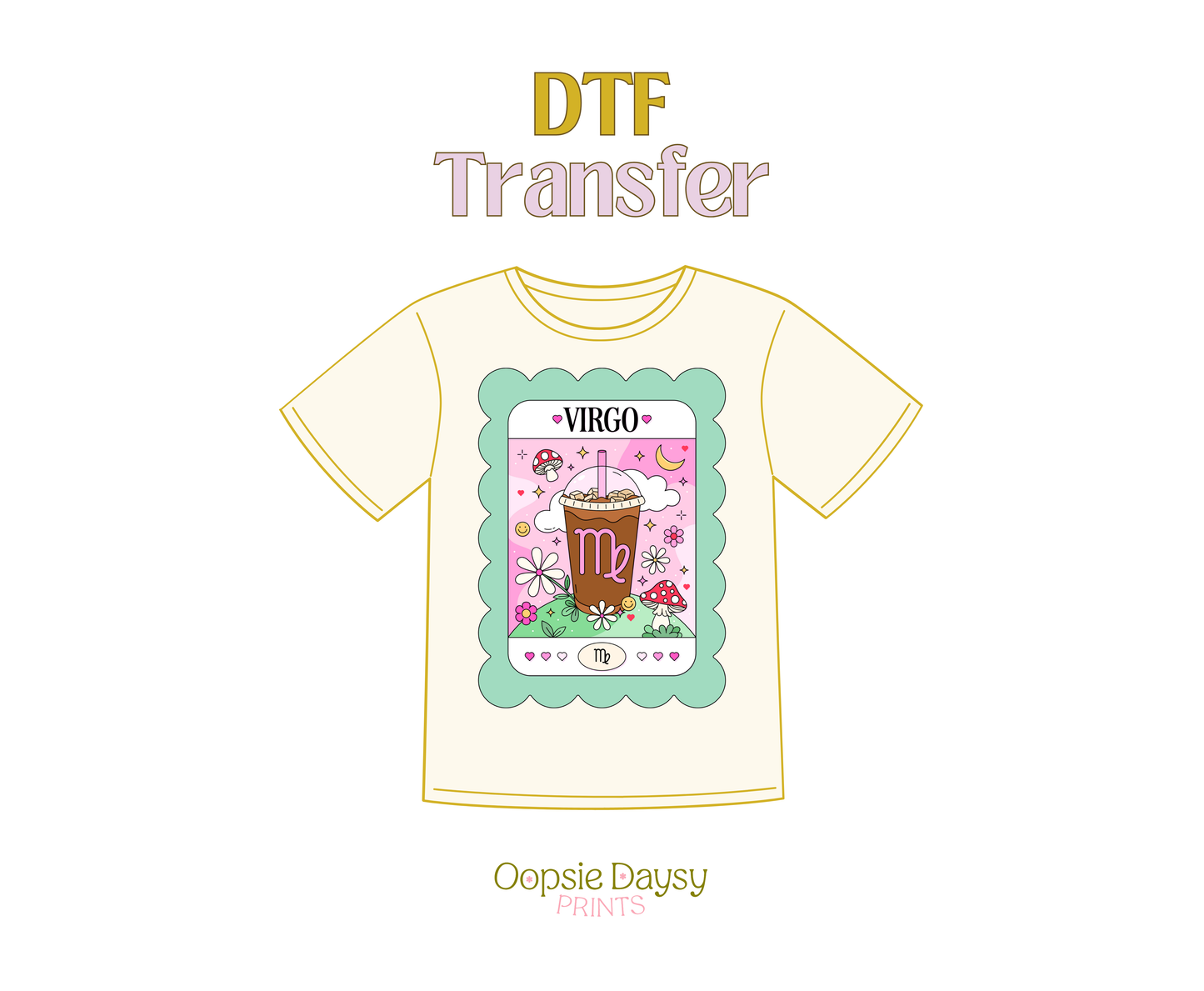 Virgo Teal Iced Coffee DTF Transfer