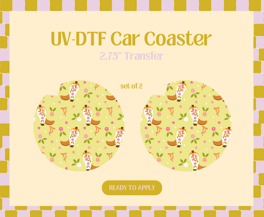 Western Garden Girly UV-DTF Car Coaster