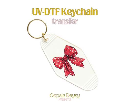 Valentines Coquette Red Bow UV-DTF Keychain