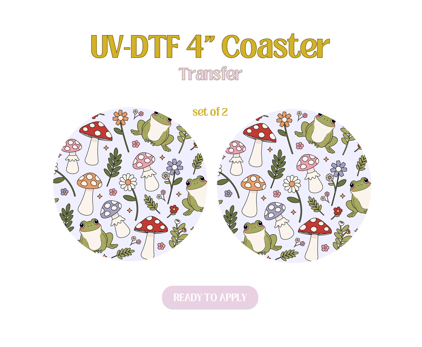 Frogs and Mushrooms UV-DTF 4" Coaster