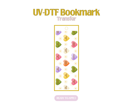 Candy Hearts Floral UV-DTF Bookmark