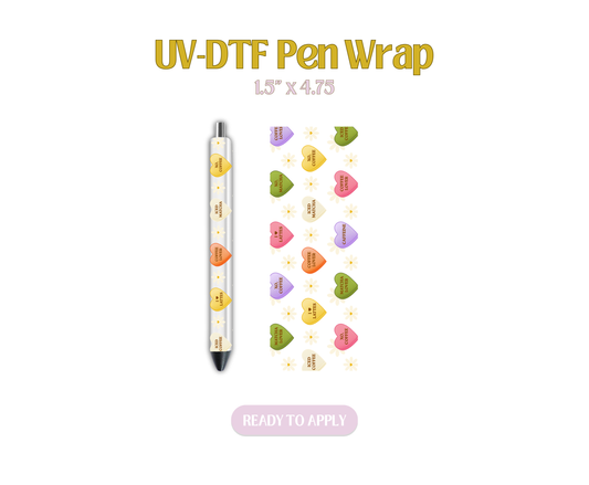 Candy Hearts Floral UV-DTF Pen Wraps