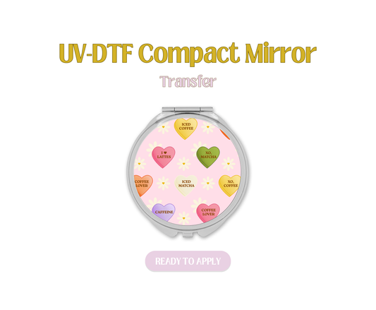 Candy Hearts Floral UV-DTF Compact Mirror