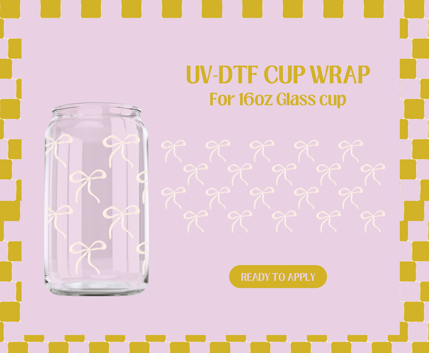 White bows UV-DTF Wrap