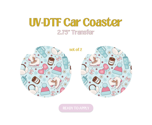 Winter Girlie UV-DTF Car Coaster