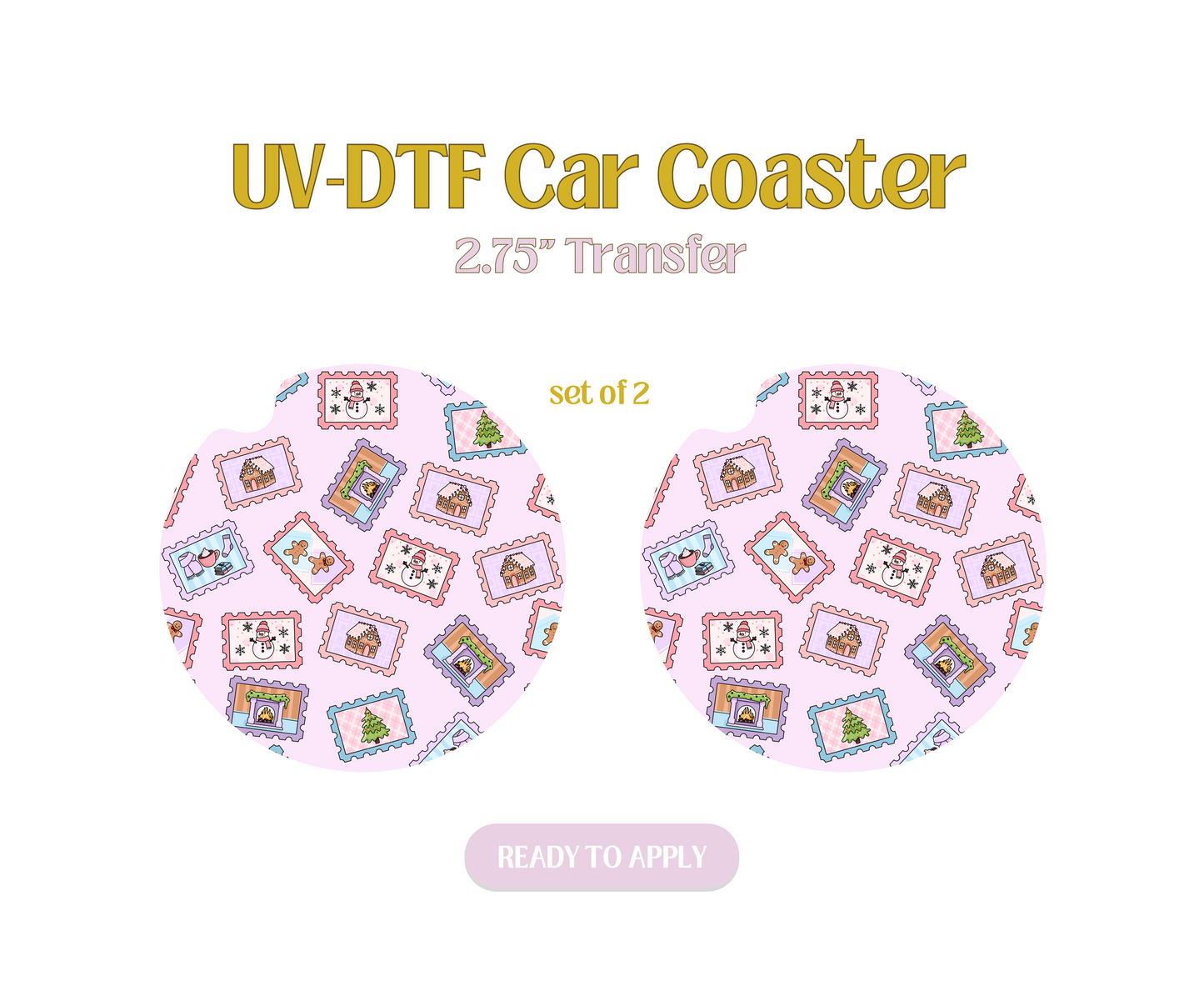 Winter Stamps UV-DTF Car Coaster