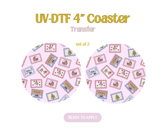 Winter Stamps UV-DTF 4" Coaster