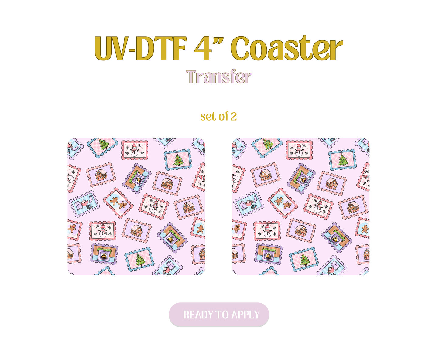 Winter Stamps UV-DTF 4" Coaster