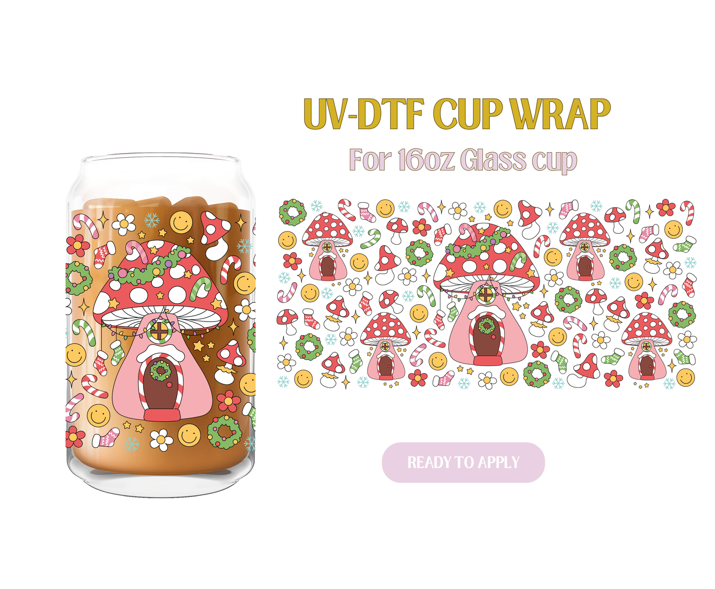 Xmas Groovy Mushie UV-DTF Wrap