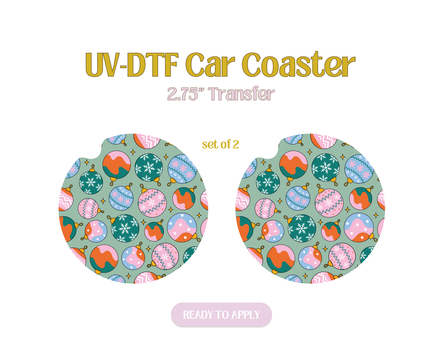 Xmas Spirit Ornaments UV-DTF Car Coaster