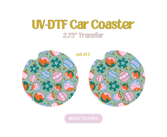 Xmas Spirit Ornaments UV-DTF Car Coaster