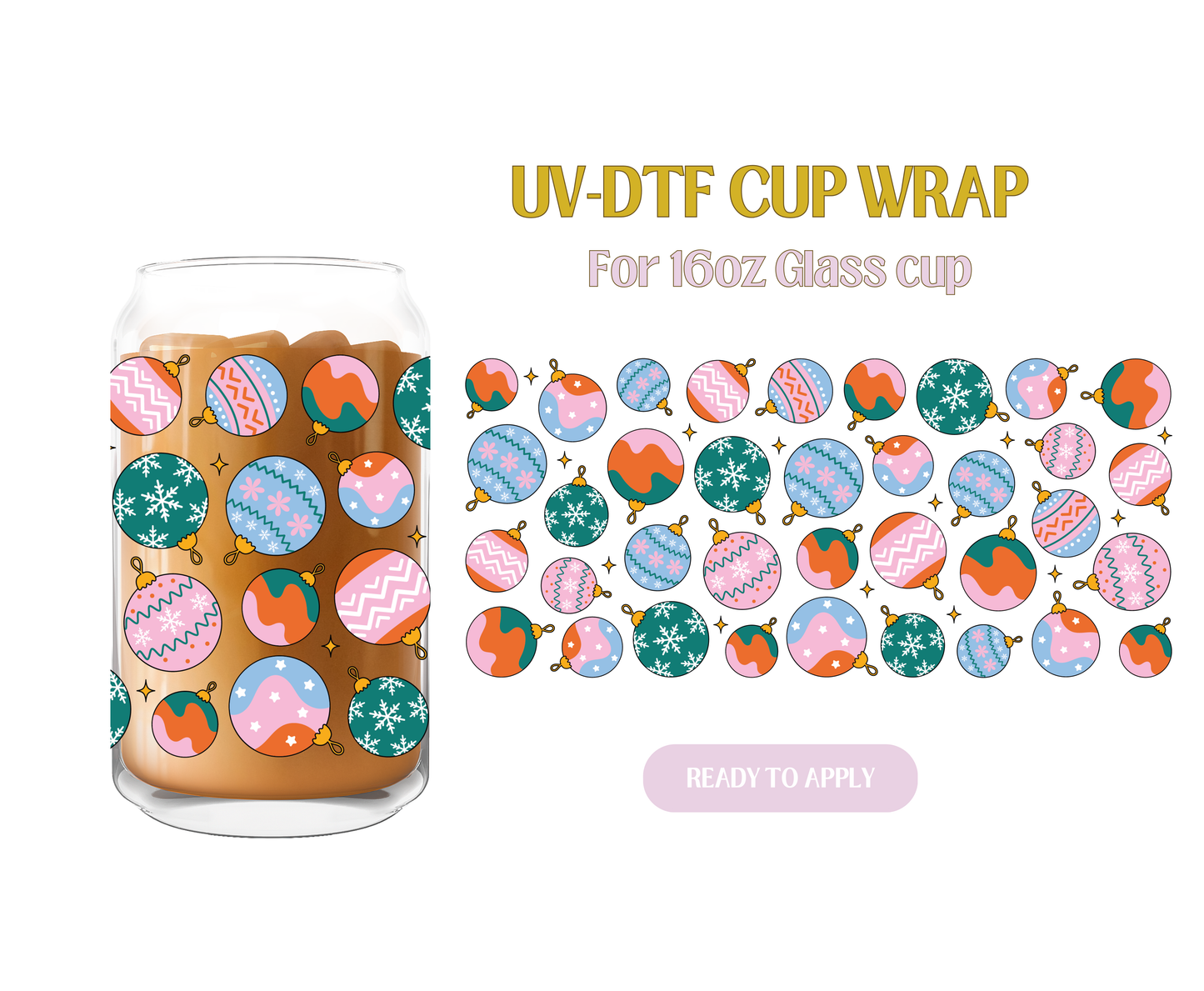 Xmas Spirit Ornaments UV-DTF Wrap