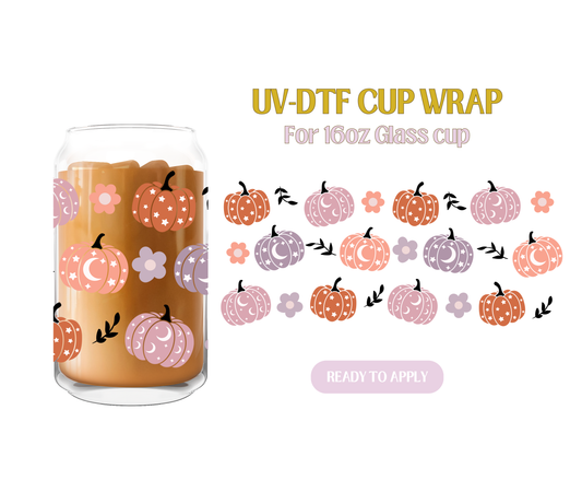 Boho Fall Pumpkins UV-DTF Wrap