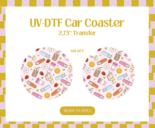 Books and drinks UV-DTF Car Coaster