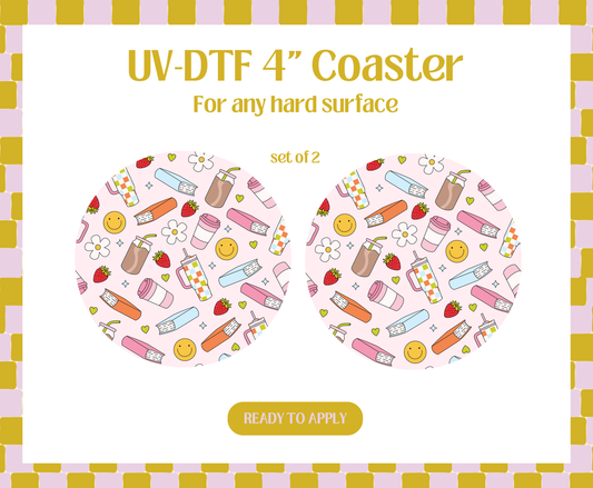 Books and drinks UV-DTF 4" Coaster