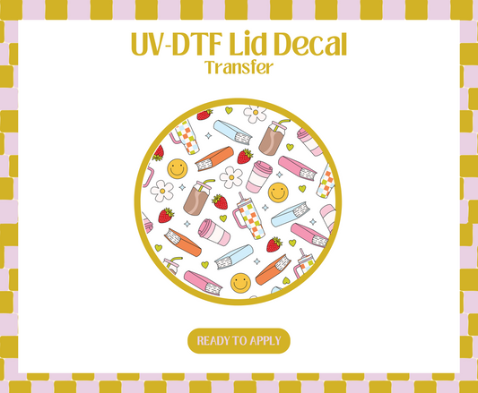 Books and drinks UV-DTF Lid Decal