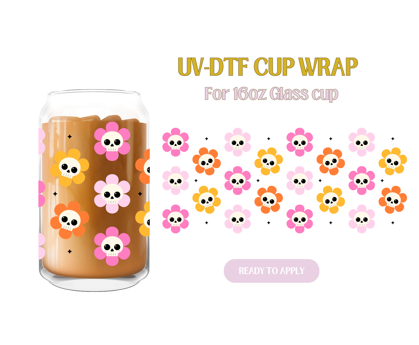 Skull Flowers UV-DTF Wrap